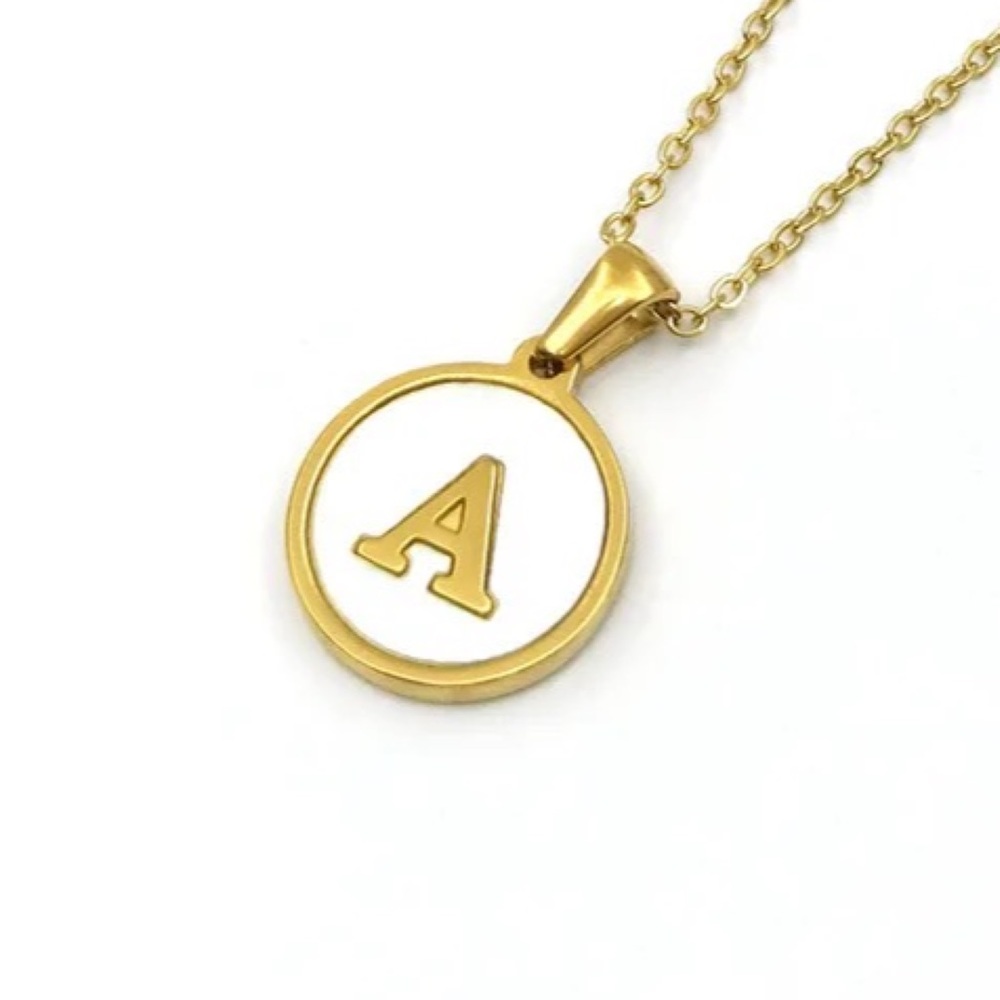24 HRS SALE ONLY - Letter “A” Initial Pendant 18k Gold Mother Pearl A,…
